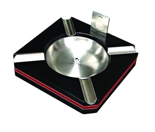 5ASHBCK - Leather Trim Ashtray With Cutter